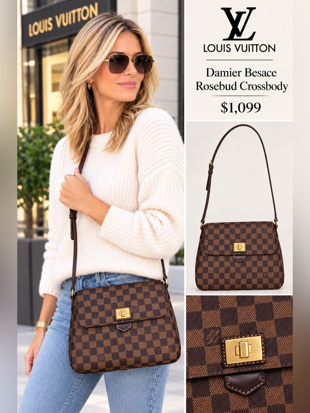 Louis Vuitton Damier Besace Rosebery Crossbody